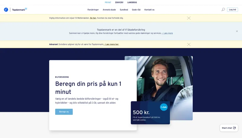 Topdanmark hjemmeside screenshot 2026 - forsikring oversigt